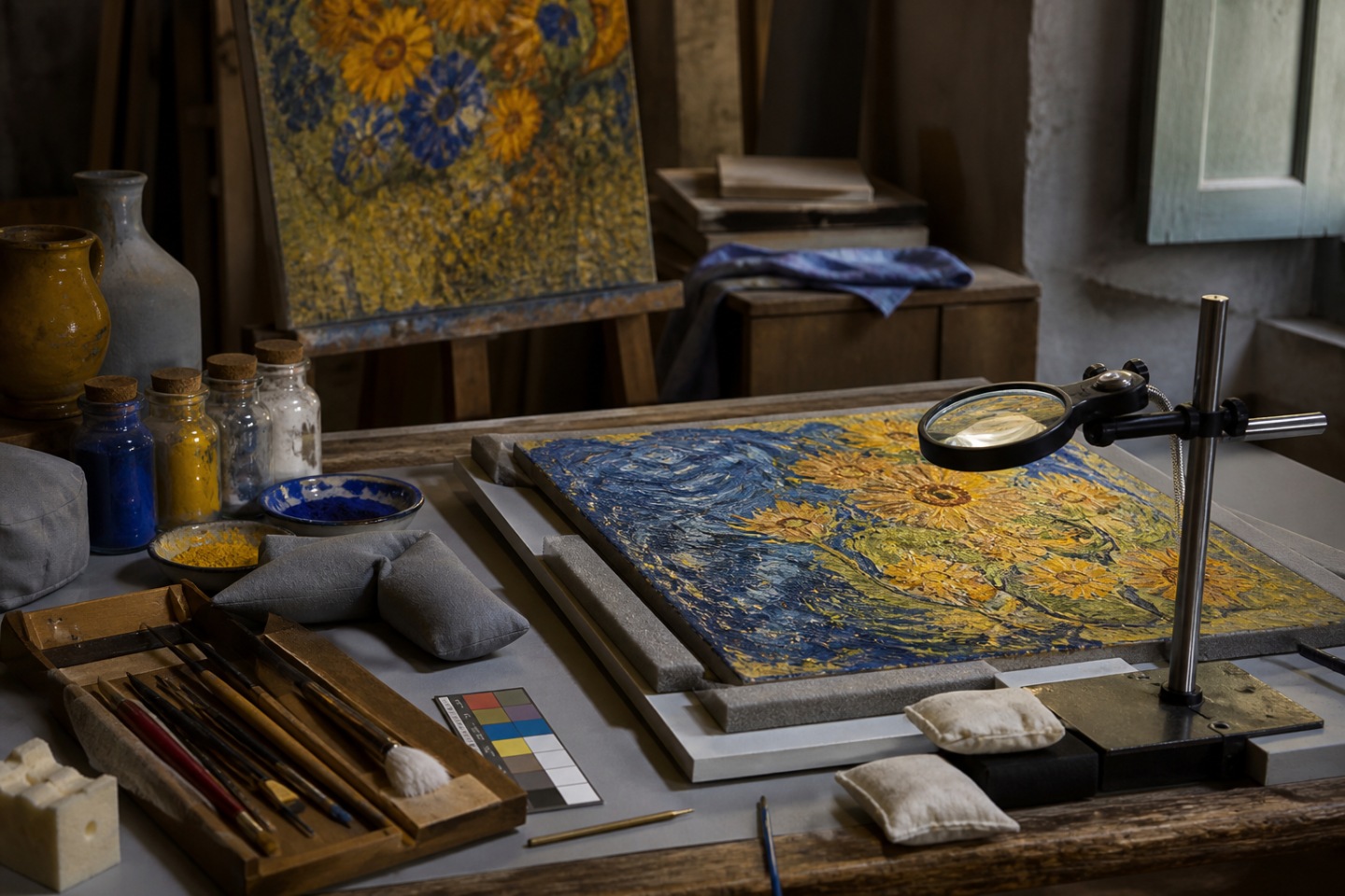Pesquisa e conservação — imagem editorial exclusiva relacionada a Masters of Art Vincent van Gogh: cor, movimento e matéria