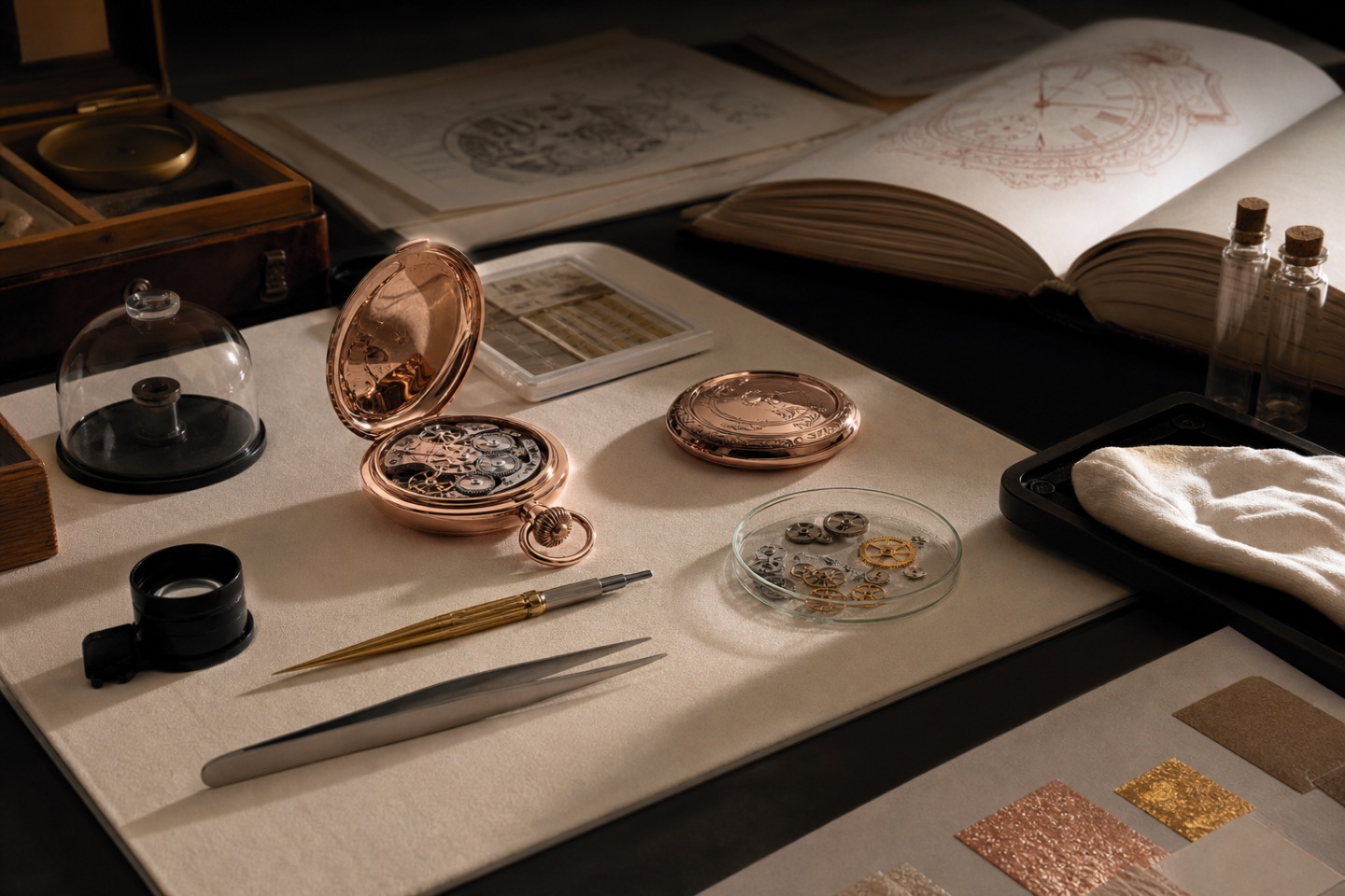 Pesquisa e conservação — imagem editorial exclusiva relacionada a Meisterstück 90th Anniversary: detalhes em ouro rosé e desenho comemorativo