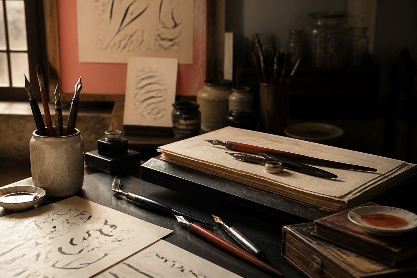 Pesquisa e conservação — imagem editorial exclusiva relacionada a Penas Calligraphy Montblanc: flexíveis, curvas e itálicas