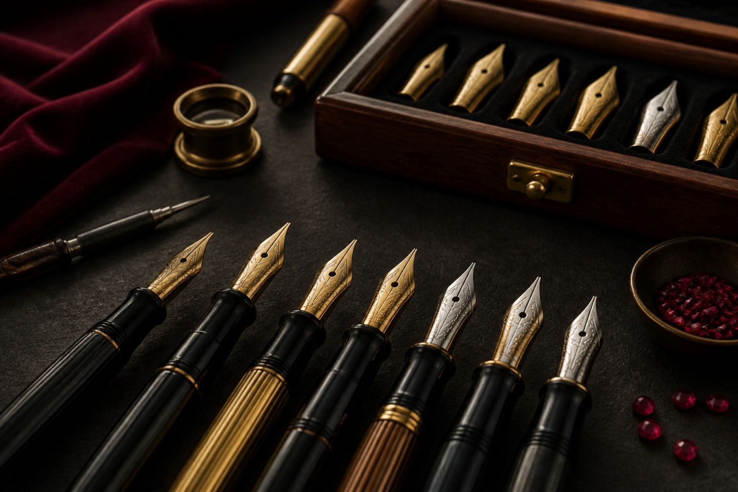 Gravações e épocas — imagem editorial exclusiva relacionada a Penas de ouro Montblanc: ligas, gravações e comportamento
